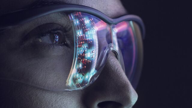 Reflection of a circuit board on glasses SMALL